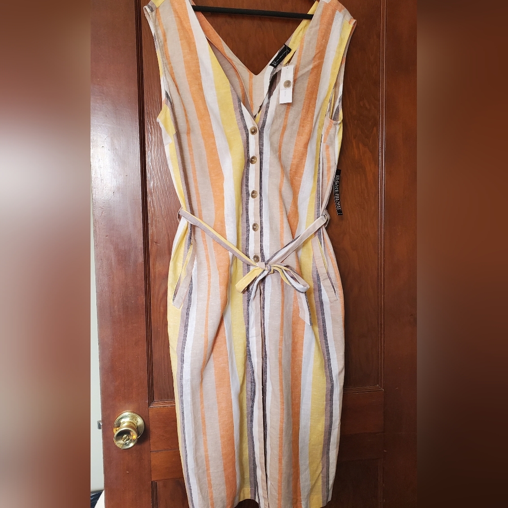 New York & Co Striped Linen Dress